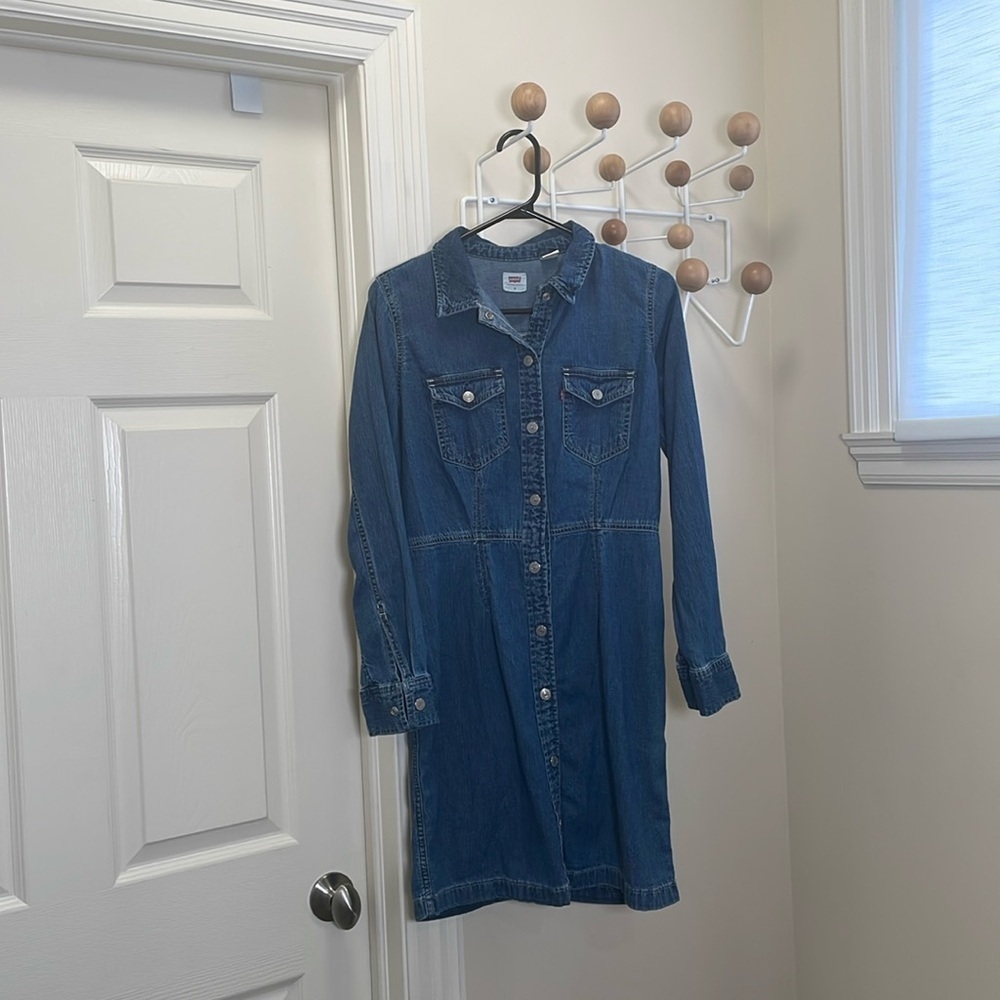 Levi's - Chambray Long Sleeve Button Down Shirt / Skirt - Blue - S